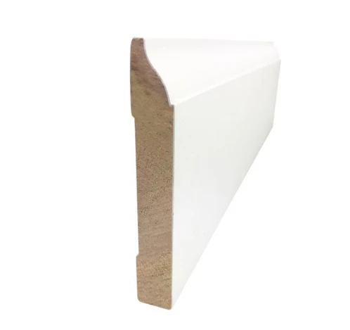 Bonnchláir Adhmaid Bhuaite Bán Moulding.png White Primed Wood Baseboard Moulding.png